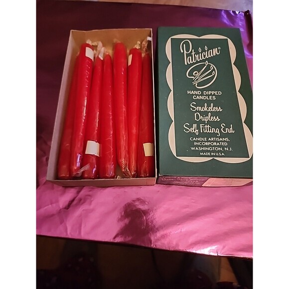 Patrician NOS Box of 7 - 8 inch Smokeless Dripless Hand Dipped Candles Mauve - Picture 1 of 2